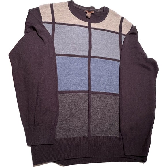 Dockers Men's Blk Blue Gray Color Block 90's Sweater‎ Retro Grandpa  XL - Picture 3 of 6